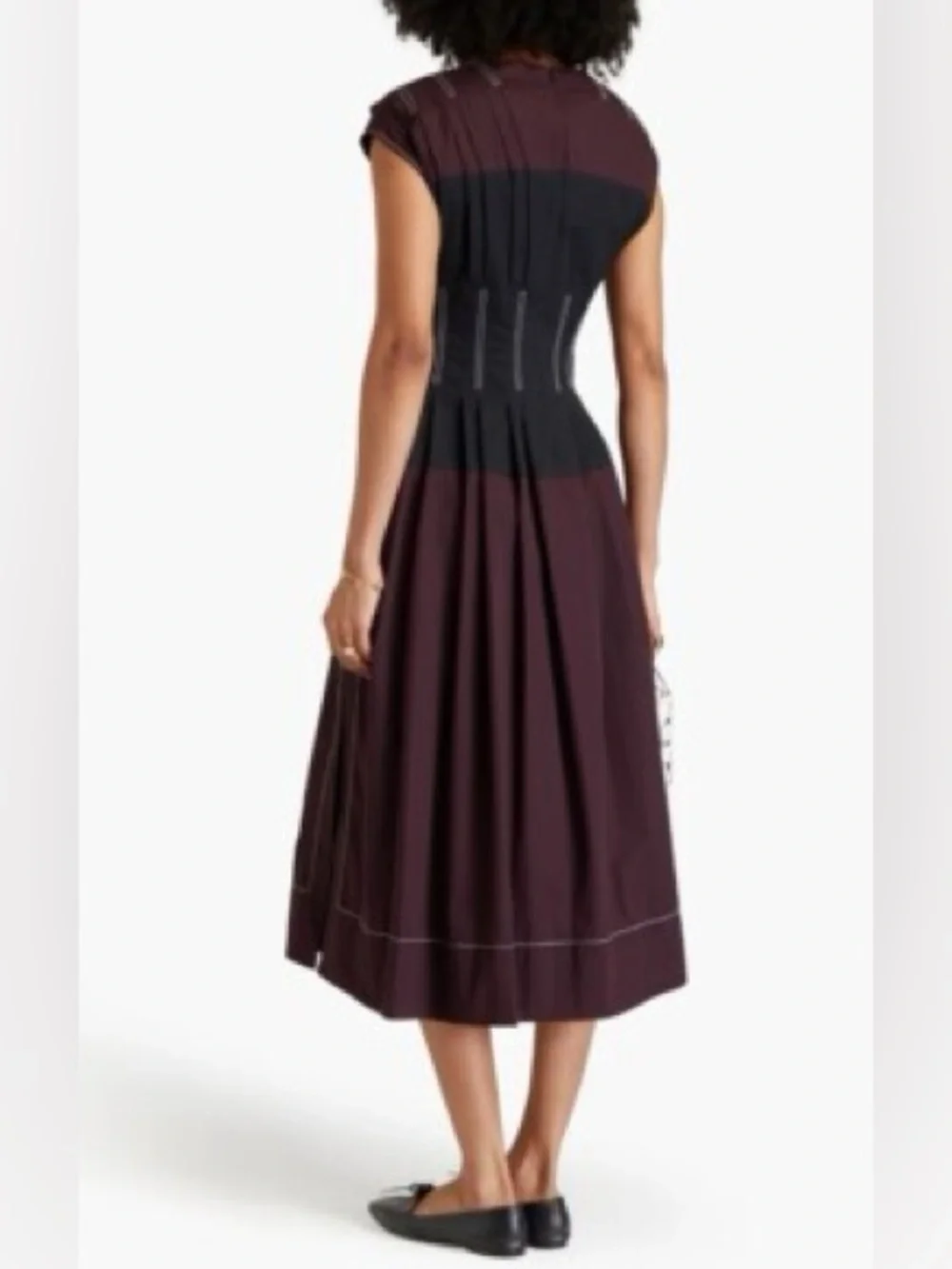 TORY BURCH Claire McCardell Poplin Maxi Dress Purple/Black Corset Size 12